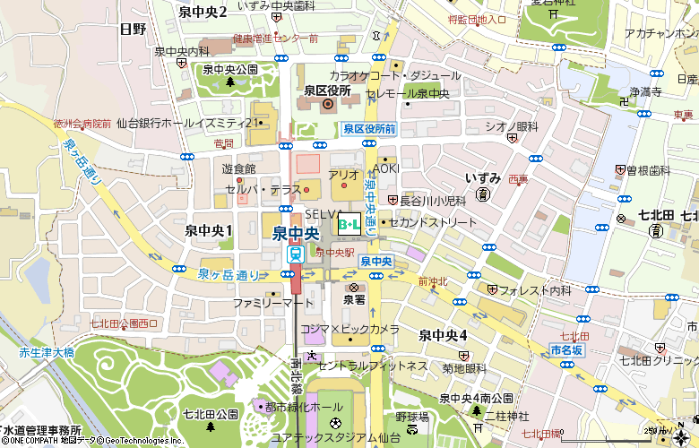 アイシティ　仙台泉セルバ店付近の地図
